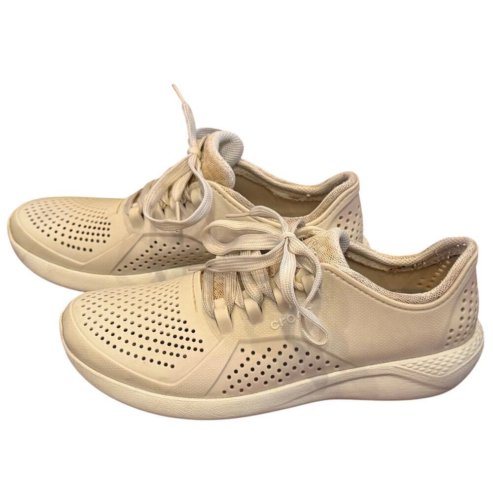 Crocs Cream Sneaker Lace Up Women’s Literide Size 7